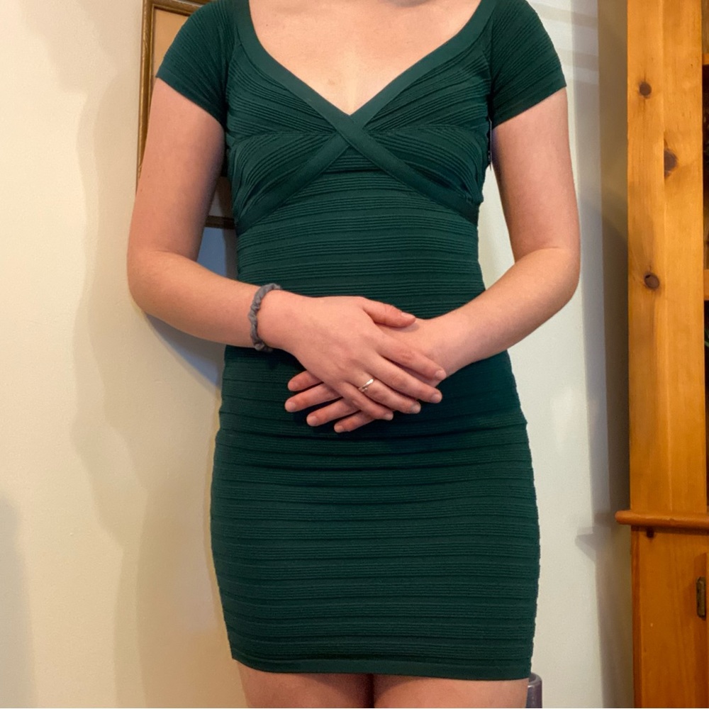 BEBE green mini dress